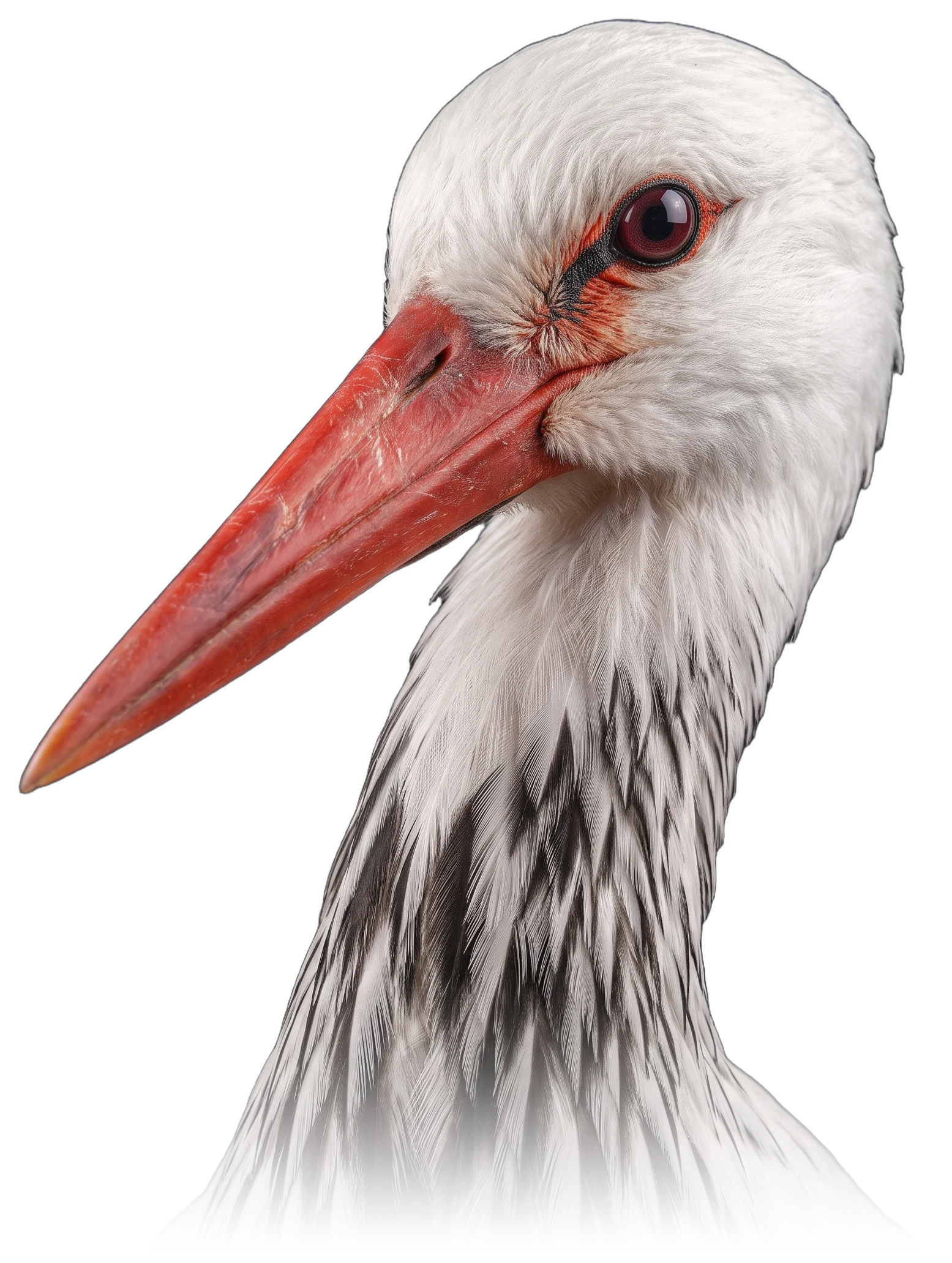 La cigogne penche la tête pour écouter